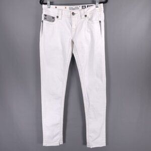 MISS ME SIGNATURE‎ SKINNY White Jeans Embroidered JP7607S WT 01 Size 27